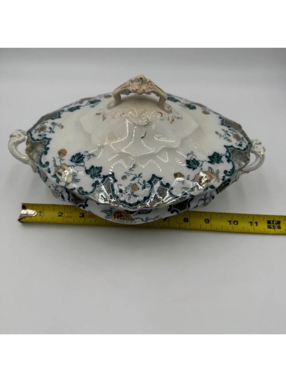 Vintage Hanley England Sevres Porcelain Tureen With Lid Gilt Floral Design